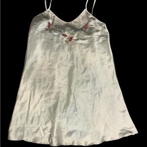 Elegant White Slip Dress with Floral Embroidery